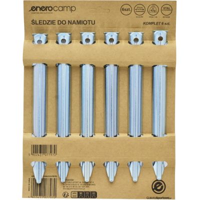 23. ŚLEDZIE SZPILKI DO NAMIOTU 20.5CM KPL.6SZT METALOWE ENERO CAMP