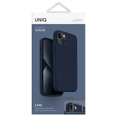 7. Etui Uniq Lino na iPhone 14 Plus - niebieskie