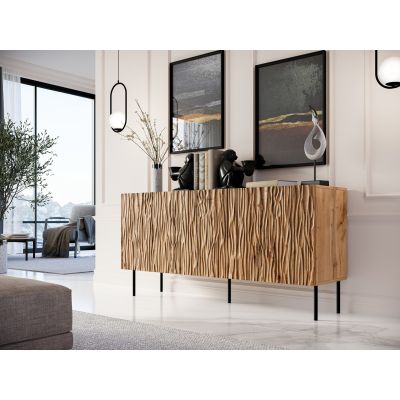 3. Komoda JUNGLE 152x40,5x74,5 dąb wotan + czarne nóżki