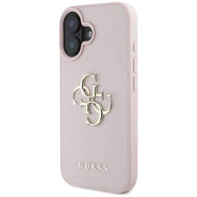 2. Etui Guess Grained Big 4G Logo Small Classic Logo na iPhone 16 - różowe