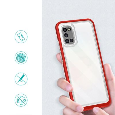 2. Clear 3in1 etui do Samsung Galaxy A03s (166) żelowy pokrowiec z ramką czerwony