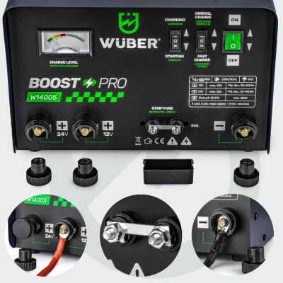 12. Prostownik akumulatorowy z rozruchem 40A 12V/24V W14005 WUBER