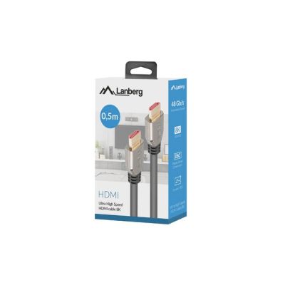 3. LANBERG KABEL HDMI M/M V2.1 0.5M 8K 60HZ CA-HDMI-30CU-0005-BK