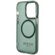 7. Etui Guess Gold Outline Translucent MagSafe na iPhone 14 Pro - zielone