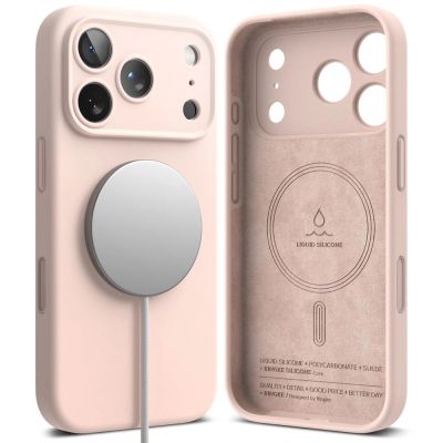 2. Etui Ringke Silicone Magnetic MagSafe na iPhone 17 Pro - różowe