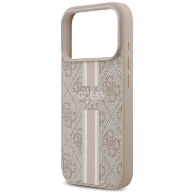 6. Etui Guess 4G Printed Stripes MagSafe na iPhone 17 Pro - różowe
