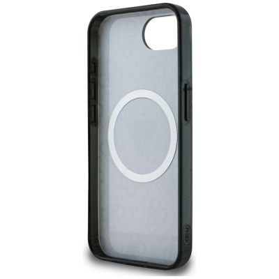 7. Etui Guess IML Metal Glitter 4G Circle Triangle MagSafe na iPhone 16e - czarne