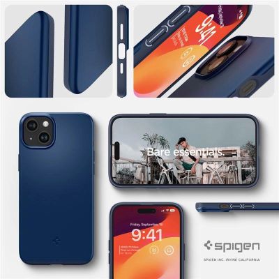 13. Etui Spigen Thin Fit na iPhone 15 Plus - niebieskie