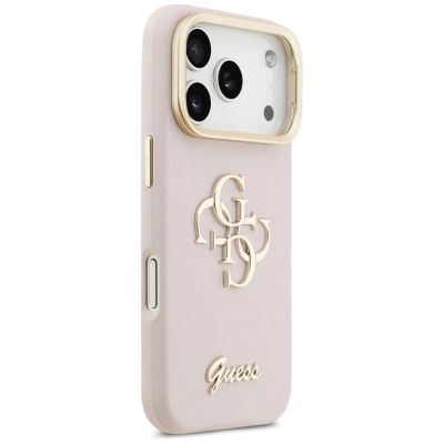 4. Etui Guess Grained Big 4G & Stand Camera na iPhone 17 Pro - różowe