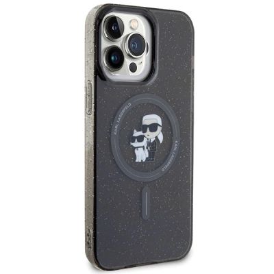 4. Etui Karl Lagerfeld Karl&Choupette Glitter MagSafe na iPhone 15 Pro Max - czarne