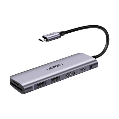 9. Adapter Ugreen CM195 6w1 USB-C - HDMI / 2x USB-A 3.0 / USB-C PD / czytnik SD / TF - szary