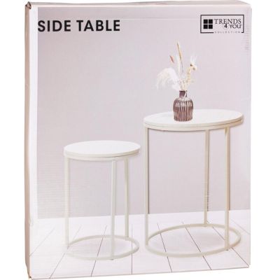 4. STOLIK KAWOWY Z 3 NOGAMI BLAT DREWNIANY ZESTAW 2SZT