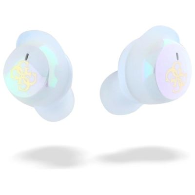 6. Słuchawki Bluetooth Guess Iridescent 4G Printed Logo TWS + stacja dokująca - białe