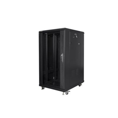 6. Szafa rack Lanberg FF01-6822-12B (22U; 19''; 1160 mm / 600mm / 800 mm; stojąca; Szklane; 800 kg; kolor czarny)