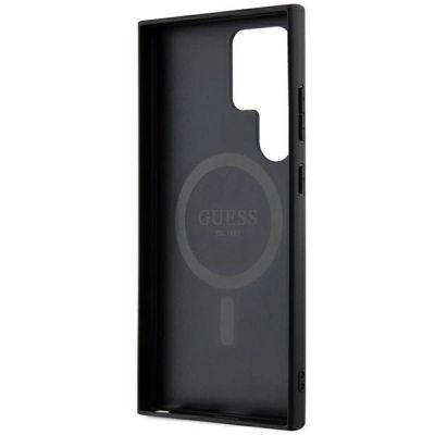 7. Etui Guess 4G Collection Leather Metal Logo MagSafe na Samsung Galaxy S24 Ultra - czarne