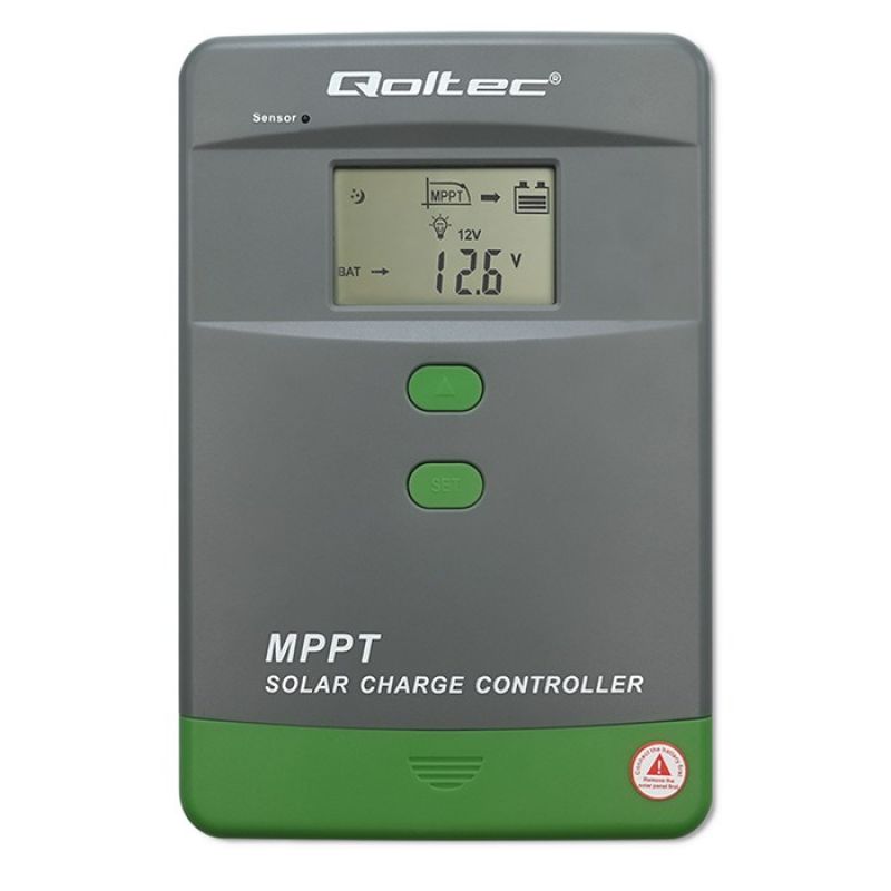 9. Solarny regulator ładowania MPPT Qoltec 53664 z czujnikiem temperatury 50A |12V / 24V | LCD | Bluetooth | APP | GEL | LiFePO4