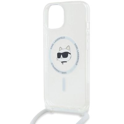5. Etui Karl Lagerfeld IML Choupette Head & Cord MagSafe na iPhone 13 / 14 / 15 - przezroczyste