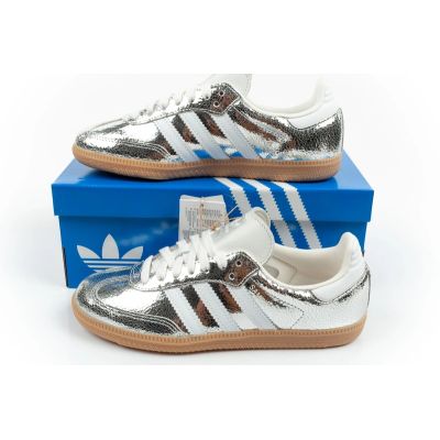 10. Adidas buty damskie sportowe Samba OG srebrne sneakersy modne skóra