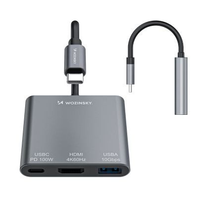 4. Hub Wozinsky WHCH-01 USB-C PD 100W HDMI 4K@30Hz USB-A 10Gbps - szary