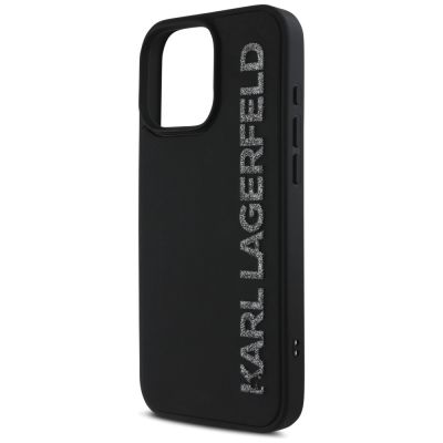 6. Etui Karl Lagerfeld HC 3D Rubber Elongated Glitter na iPhone 16 Pro - czarne