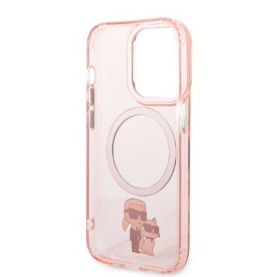7. Etui Karl Lagerfeld Iconic Karl&Choupette MagSafe na iPhone 14 Pro Max - różowe