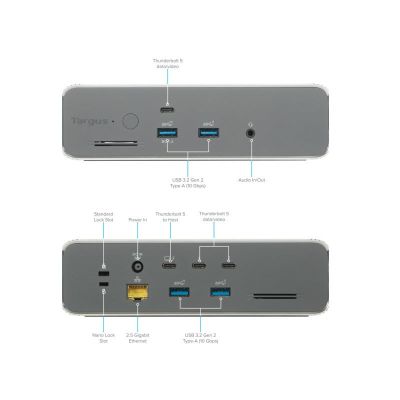 4. Targus DOCK230EUZ stacja dokująca Przewodowa Thunderbolt 5 Srebrny