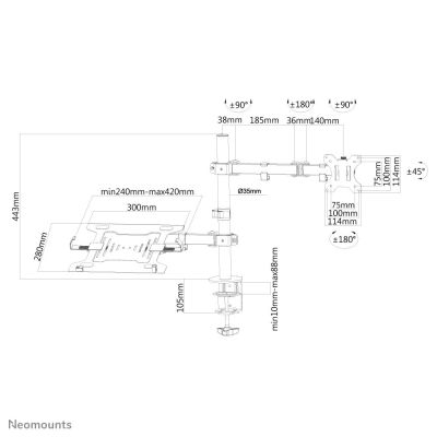 9. Neomounts FPMA-D550NOTEBOOK uchwyt / stojak do monitorów 81,3 cm (32") Biurko Czarny