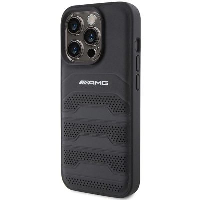 2. Etui Mercedes AMG Leather Debossed Lines  naiPhone 15 Pro Max - czarne