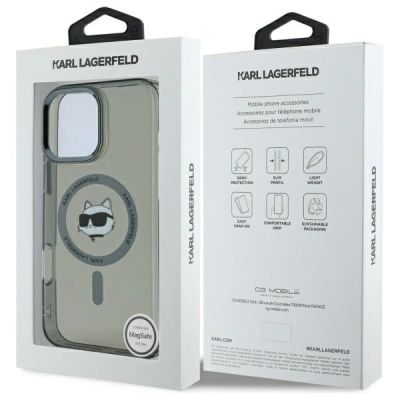 8. Etui Karl Lagerfeld IML Metal Choupette Head MagSafe na iPhone 16 Pro - czarne