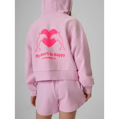 2. Bluza dresowa loose z kapturem dziewczęca 4F 4FJRSS26TSWSF2936-56S