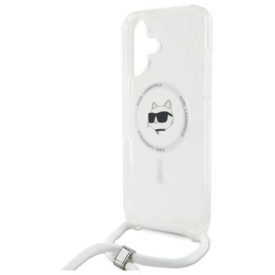 5. Etui Karl Lagerfeld IML Choupette Head & Cord Magsafe na iPhone 16 - przezroczyste