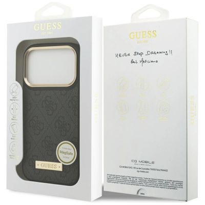 8. Etui Guess 4G Logo Plate MagSafe na iPhone 17 Pro -czarne