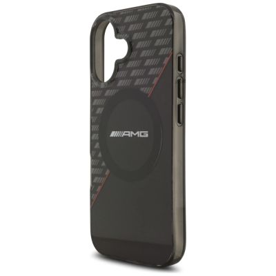6. Etui AMG Double Layer Transparent Rhombs MagSafe do iPhone 17 - czarno-czerwone