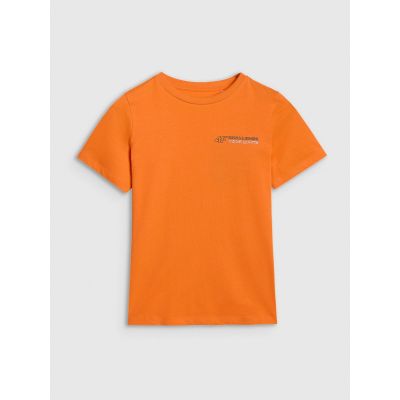 8. T-shirt regular z nadrukiem chłopięcy 4F 4FJWAW25TTSHM2415-70S