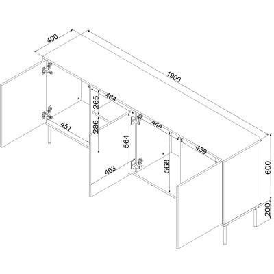 7. Komoda INSERTO 3D1W 190x40x80 czarny + LED