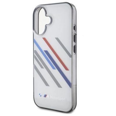 6. Etui BMW Motosport IML Random Stripes na iPhone 16 Plus - szare