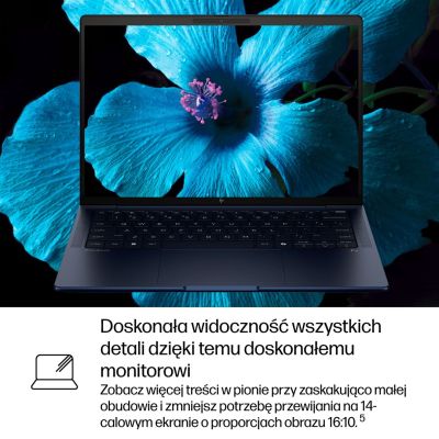 44. HP EliteBook X G1i 14 inch Notebook Next Gen AI PC Copilot+ PC Intel Core Ultra 7 258V Laptop 35,6 cm (14") 2K 32 GB LPDDR5x-SDRAM 1 TB SSD Wi-Fi 7 (802.11be) Windows 11 Pro Niebieski