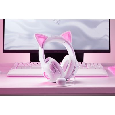 5. Zestaw słuchawkowy Razer Kraken Kitty V2 przewodowe nauszne z mikrofonem i redukcją szumów biały