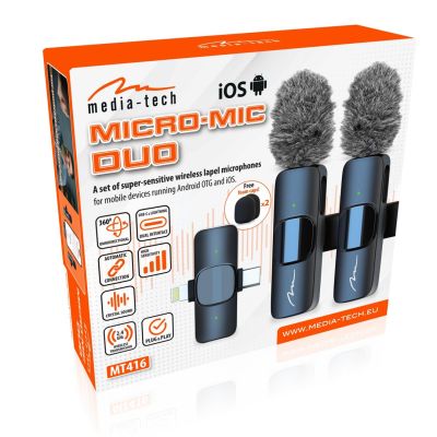 12. MEDIA-TECH ZESTAW MIKROFONÓW KRAWATOWYCH MICRO-MIC DUO MT416
