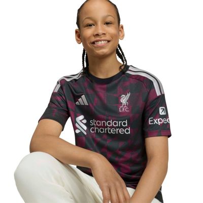 7. Koszulka dla dzieci adidas Liverpool FC 26/27 Third Jersey czarno-różowa KB8284