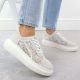 6. Półbuty damskie na platformie koronkowe białe Vinceza 17371