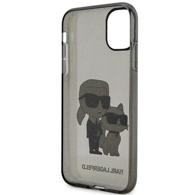 7. Etui Karl Lagerfeld Glitter Karl&Choupette na iPhone 11 / Xr - czarne