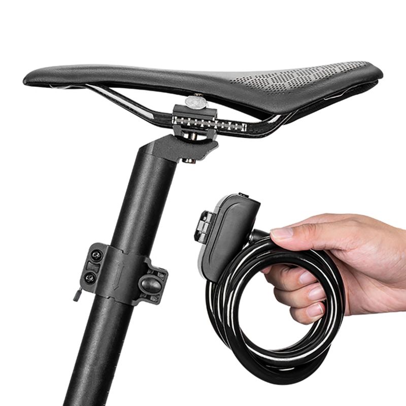 7. Blokada rowerowa Wozinsky WPB-01R przenośna z linką antykradzieżową i 2 kluczami do roweru elektrycznego motocykla - czarna