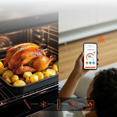 7. Termometr kuchenny Meatmeet S Pro z aplikacją Bluetooth do grilla piekarnika wędzarni - szary