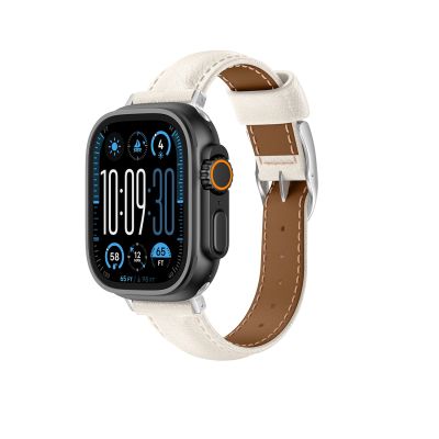 4. Skórzany pasek AMAZINGTHING Class Band do Apple Watch 45 / 46 / 49 mm - jasnobeżowy