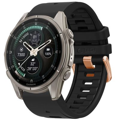 Pasek Tech-Protect Silicone na Garmin Fenix 5S / 5S Plus / 6S / 6S Pro / 7S / 8 / 9 / 9 Pro (43 mm) - czarny