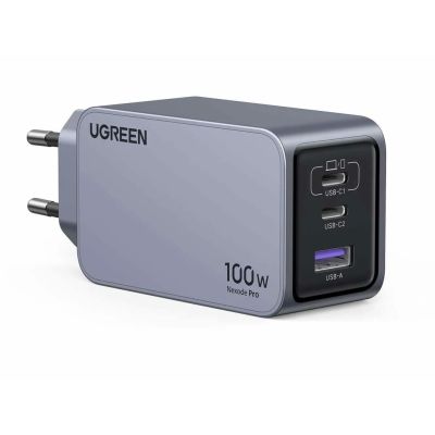 2. Ugreen Nexode Pro EU 3-Port GaN PD Fast Charger With USB-C Cable Uniwersalne Czarny, Szary Prąd przemienny Szybkie ładowanie Wewnętrzna