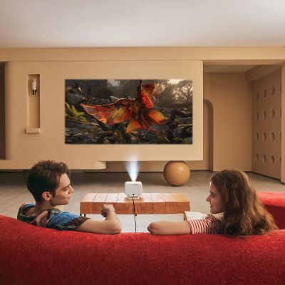 20. Projektor multimedialny Yaber L2 Plus LCD FullHD 1080p z głośnikami JBL - beżowy