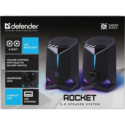 8. DEFENDER GŁOŚNIKI ROCKET 2.0 6W LED USB CZARNE 65094