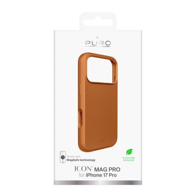 2. Etui silikonowe Puro Icon Mag Pro Liquid Silicone na iPhone 17 Pro kompatybilne z MagSafe, z ochroną aparatu i aluminiowymi przyciskami - pomarańczowe